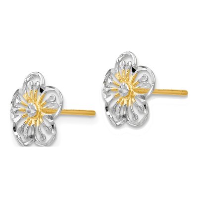 14K Yellow Gold Diamond-Cut Button Stud Earrings – view 3