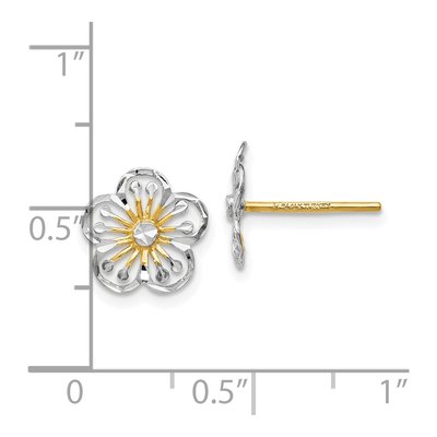 14K Yellow Gold Diamond-Cut Button Stud Earrings – view 5