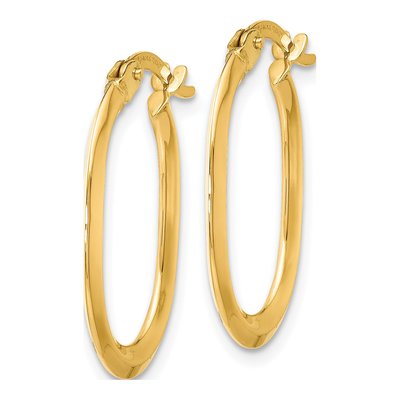 14K Yellow Gold 22mm Oval Hoop Earrings – view 3