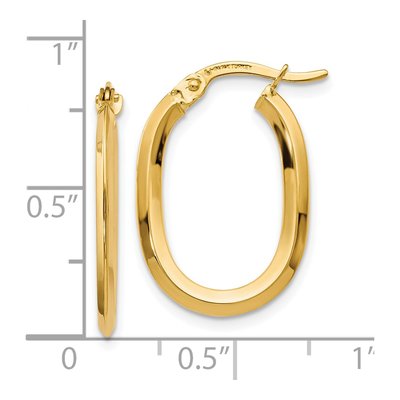 14K Yellow Gold 22mm Oval Hoop Earrings – view 5
