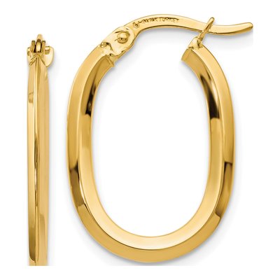 14K Yellow Gold 22mm Oval Hoop Earrings
