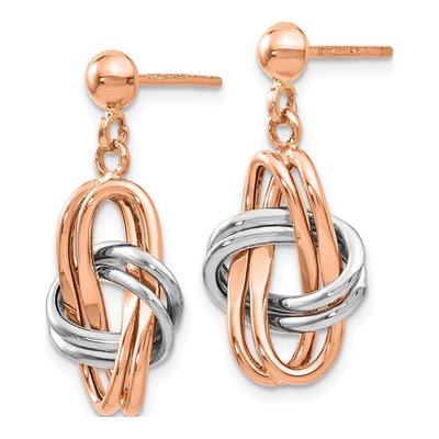 14K Two-Tone Gold Dangle Earrings – view 3