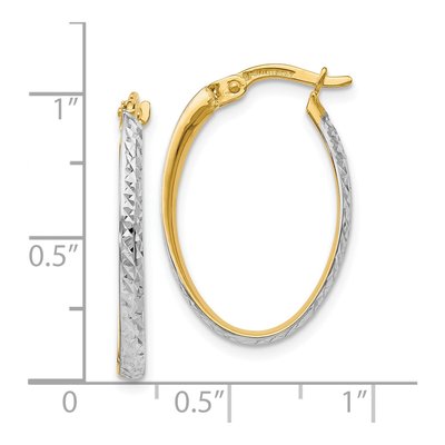 14K Yellow Gold 24mm Diamond-Cut Oval Hoop Earrings – view 5
