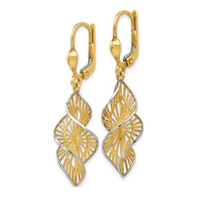 14K Yellow Gold Diamond-Cut Leverback Earrings – view 3