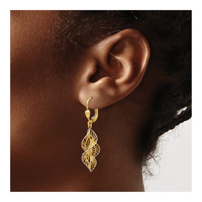 14K Yellow Gold Diamond-Cut Leverback Earrings – view 4