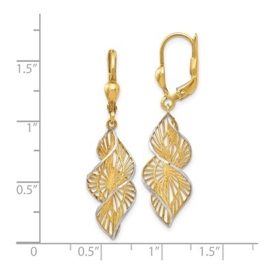 14K Yellow Gold Diamond-Cut Leverback Earrings – view 5