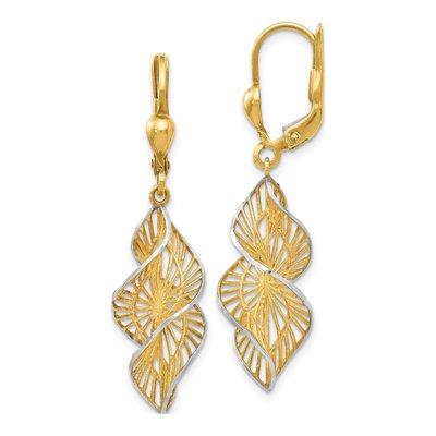14K Yellow Gold Diamond-Cut Leverback Earrings