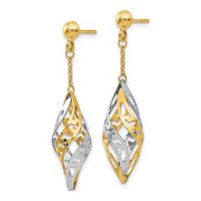 14K Two-Tone Gold Dangle Earrings – view 3
