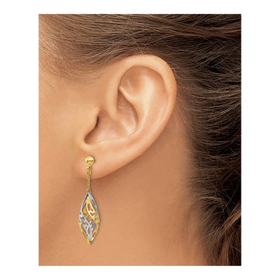 14K Two-Tone Gold Dangle Earrings – view 4