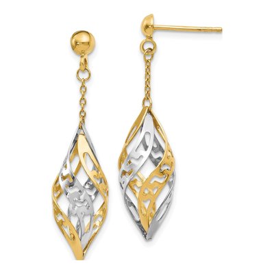 14K Two-Tone Gold Dangle Earrings