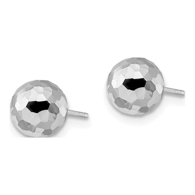 14K White Gold Faceted Ball Stud Earrings – view 3