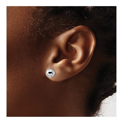 14K White Gold Faceted Ball Stud Earrings – view 4