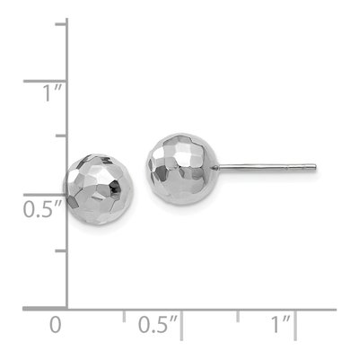 14K White Gold Faceted Ball Stud Earrings – view 5