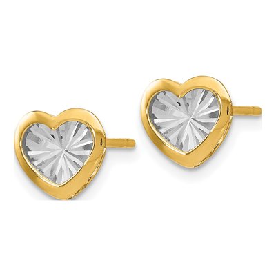 14K Yellow Gold Heart Stud Earrings – view 3