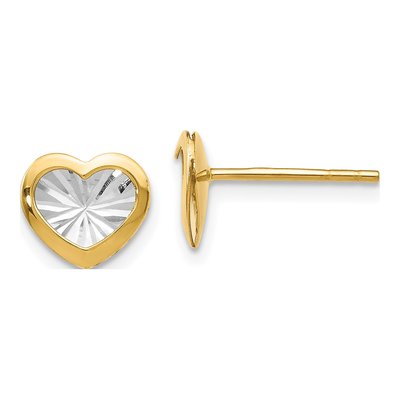 14K Yellow Gold Heart Stud Earrings