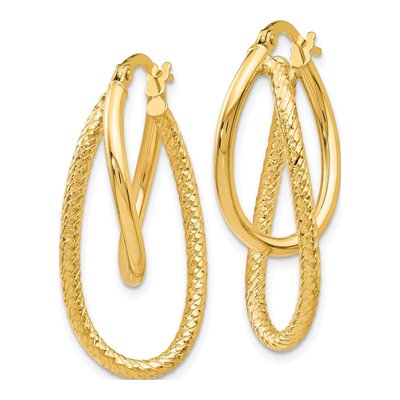 14K White Gold Textured Hoop Earrings – view 3