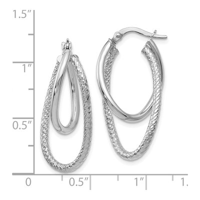 14K White Gold Textured Hoop Earrings – view 5