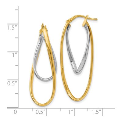 14K Two-Tone Gold Twisted Hoop Earrings – view 5