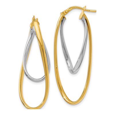 14K Two-Tone Gold Twisted Hoop Earrings