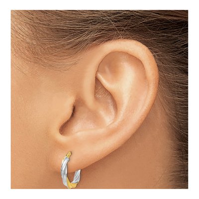 14K Yellow Gold 17mm Twisted Hoop Earrings – view 4