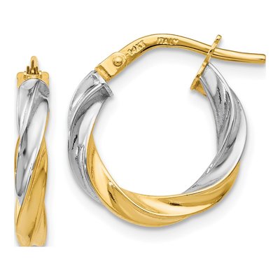 14K Yellow Gold 17mm Twisted Hoop Earrings