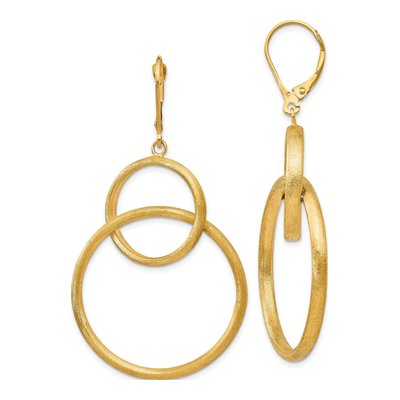 14K Yellow Gold Scratch Leverback Earrings