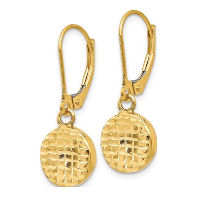 14K Yellow Gold Diamond-Cut Leverback Earrings – view 3