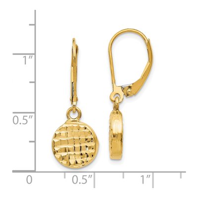 14K Yellow Gold Diamond-Cut Leverback Earrings – view 5