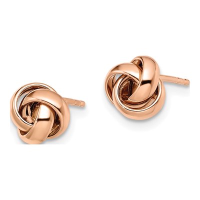 14K Rose Gold Twisted Love Knot Button Stud Earrings – view 3