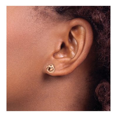 14K Rose Gold Twisted Love Knot Button Stud Earrings – view 4