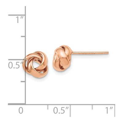 14K Rose Gold Twisted Love Knot Button Stud Earrings – view 5