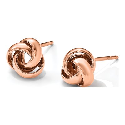 14K Rose Gold Twisted Love Knot Button Stud Earrings – view 6