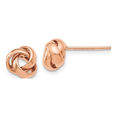 14K Rose Gold Twisted Love Knot Button Stud Earrings