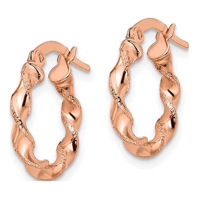 14K Rose Gold 16mm Twisted Hoop Earrings – view 3