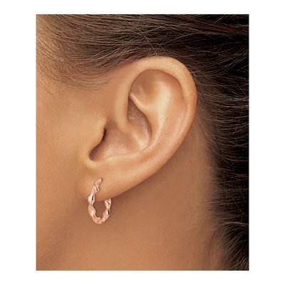 14K Rose Gold 16mm Twisted Hoop Earrings – view 4