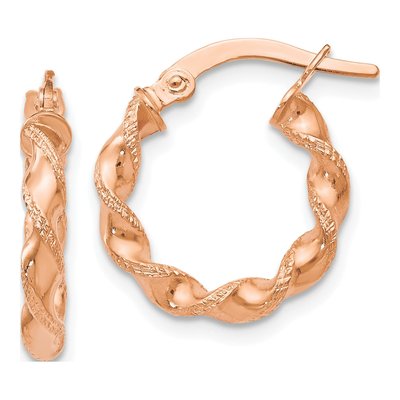 14K Rose Gold 16mm Twisted Hoop Earrings