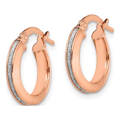 14K Rose Gold 15mm Glimmer Hoop Earrings – view 3