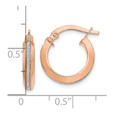 14K Rose Gold 15mm Glimmer Hoop Earrings – view 5