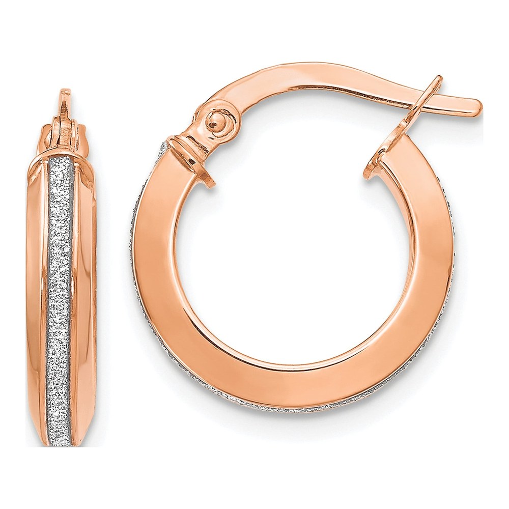14K Rose Gold 15mm Glimmer Hoop Earrings