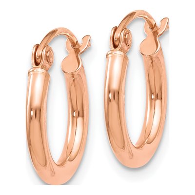 14K Rose Gold 12mm Hoop Earrings – view 3