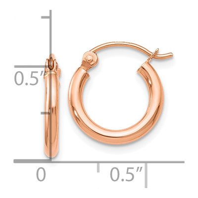 14K Rose Gold 12mm Hoop Earrings – view 5