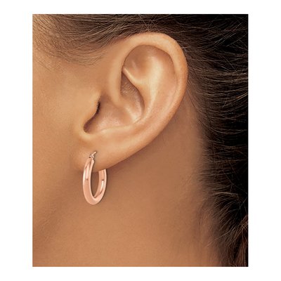 14K Rose Gold 20mm Hoop Earrings – view 4