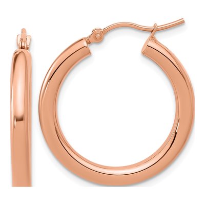 14K Rose Gold 25mm Hoop Earrings