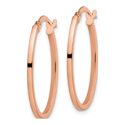 14K Rose Gold Oval Hoop Earrings – view 3
