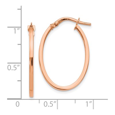 14K Rose Gold Oval Hoop Earrings – view 5