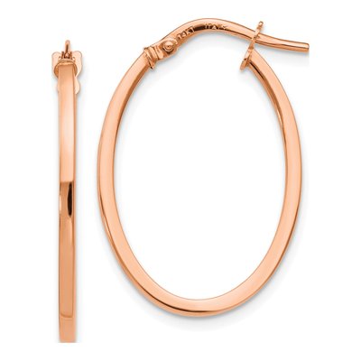 14K Rose Gold Oval Hoop Earrings
