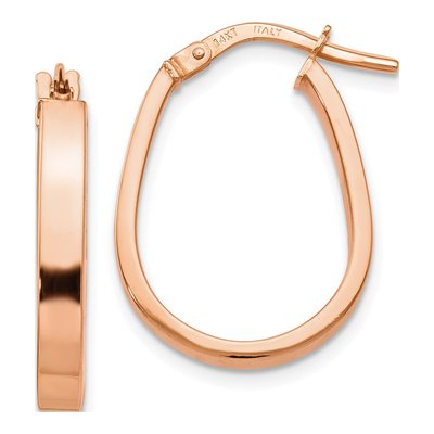 14K Rose Gold U-Shape Hoop Earrings
