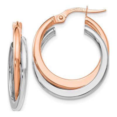 14K Yellow Gold 23mm Double Hoop Earrings