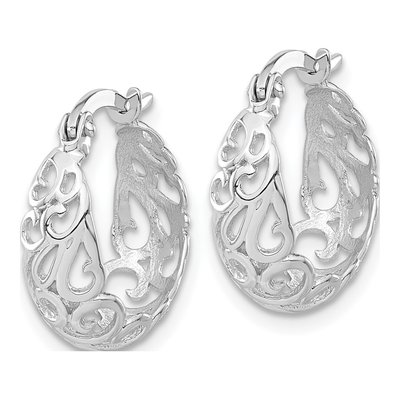 14K White Gold 15mm Hoop Earrings – view 3
