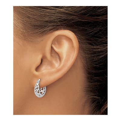 14K White Gold 15mm Hoop Earrings – view 4
